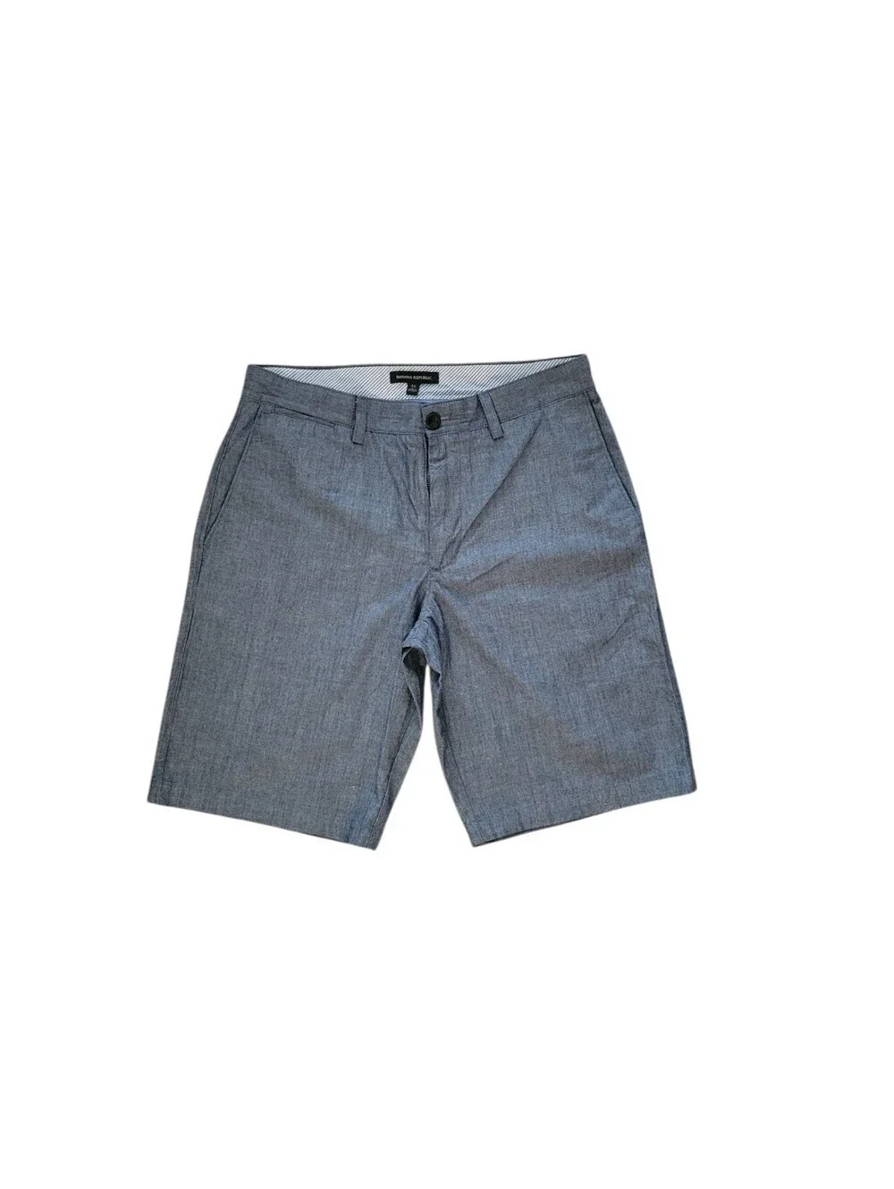 Banana Republic Chambray Flat-Front Shorts - Blue Gray